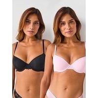 Dorina Willa 2Pk Plight Padded Demi Bra - Black/Pink