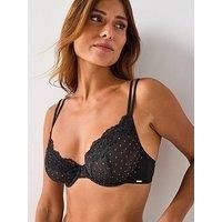 Dorina Origins Shimmer Dot Mesh Non Padded Wired Bra - Black