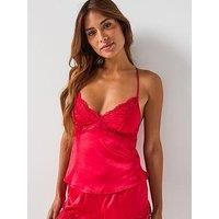 Dorina Lyra Satin Lace Trim Camisole - Red