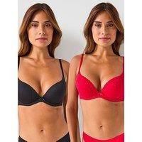 Dorina Doring Sonia 2Pk Push Up Plung Bra - Red/Black