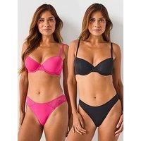 Dorina Willa 2Pk Light Padded Demi Bra - Pink/Black