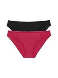 DORINA SONIA Two-Piece Brief Pack, Allover Lace and Micro Fabric or Micro Fabric, Red and Black