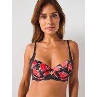 Dorina Demi Anahi Floral Light Padded Demi Bra - Black
