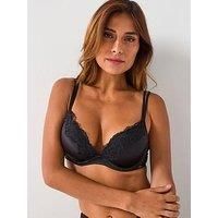Dorina Origins Shiny Micro Push Up Plunge Bra - Black