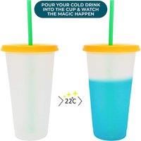 5 Reusable Colour Changing Cups - Patterned Or Solid Colour