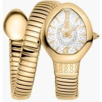 Just Cavalli Womens's Snake Watch, Gold Color Case, Silver Dial, Gold Color Stainless Steel Bracelet | Size: 22 Pack