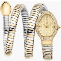 Just Cavalli Women's Snake Watch Gold Case Champagne Dial Two Tone SS Bracelet