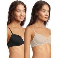 Dorina Women/'s Louise-d-2pp Cup Bra, Black/Beige, 34C (Pack of 2)
