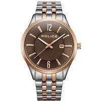 Police Laser Mens Watch with Warm Grey Dial and Silver/Rose Gold Stainless Steel Bracelet, 44mm Stainless Steel Case in Branded Watch Box PEWJH2194441-2 Year Guarantee