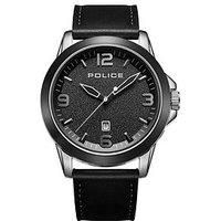 Police Cliff Mens Watch with Matte Black Sandblast Dial and Black Leather Strap, 47mm Stainless Steel Case in Branded Watch Box PEWJB2194540-2 Year Warranty