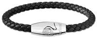 Timberland BACARI TDAGB0001701 Men/'s Bracelet Stainless Steel Silver and Black Leather Length: 20 cm, Eine Grösse, Stainless Steel Leather, No Gemstone