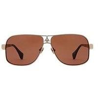 Vivienne Westwood Large Metal Aviator Sunglass - Matt Gold