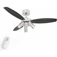 Westinghouse Lighting 72290 Jet Plus 105 cm Three Indoor Ceiling Fan, Spot Lights, Brushed Nickel Finish with Reversible wengue/Silver Blades
