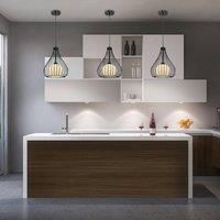 62051 One-Light Indoor Pendant, Matte Black Finish with Metal Cage and Frosted Globe