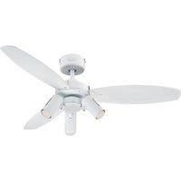 Westinghouse Lighting Jet Plus Indoor Ceiling Fan, Metal, 1 W, White Finish with Reversible White/Light Maple Blades