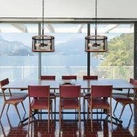 63327 Emelie Three-Light Indoor Pendant, Oil Rubbed Bronze Finish with Washed Copper Accents and Mesh Shade