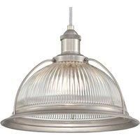 63387 One-Light Indoor Pendant, Brushed Nickel Finish with Clear Ribbed Glass
