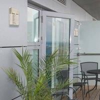 63490 Cava II One-Light Dimmable LED Outdoor Wall Fixture, Brushed Nickel Finish with Bubble Glass