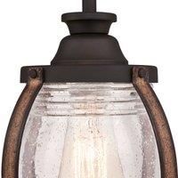 63617 Canyon One-Light Indoor Pendant, Oil Rubbed Bronze Finish with Barnwood Accents and Clear Seeded Glass