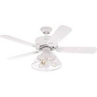 72209 Barnett 122 cm White Indoor Ceiling Fan, Dimmable LED Light Kit with Cage Shade, Remote Control Included