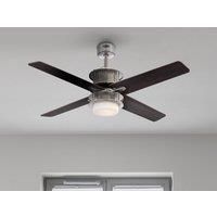 Westinghouse Lighting Oscar 122 cm Brushed Nickel Indoor Ceiling Fan with Light and Remote Control, Dimmable LED Light Fixture with Opal Frosted Glass