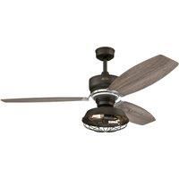 Westinghouse Lighting Welford LED 137 cm Weathered Bronze Ceiling Fan with Light and Remote Control, Dimmable LED Light Fixture with Removable Cage