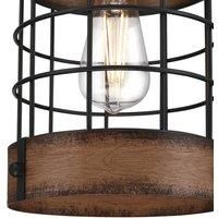 Westinghouse Lighting 6117940 Langston Vintage-Style One-Light Indoor Pendant Light, Matte Black Finish with Barnwood Accents, Cage Shade