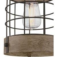 Westinghouse Lighting 6118040 Langston Vintage-Style One-Light Indoor Pendant Light, Oil-Rubbed Bronze Finish with Vintage Pine Accents, Cage Shade