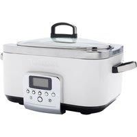 GreenPan Elite 8-in-1 Programmable 6L Electric Slow Cooker,Dishwasher Safe Lid & Removable Crock,PFAS-Free Healthy Ceramic Non-Stick Multi-Cooker, Sear, Sauté/Brown,Steam Basket,Roast, Cloud Cream