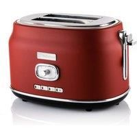 Westinghouse Retro 2-Slice Toaster - Six Adjustable Browning Levels - with Self Centering Function & Crumb Tray - Including Warm Rack for Bread, Bagels, Sandwiches, & Croissants - Red