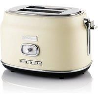 Westinghouse Retro 2-Slice Toaster - Six Adjustable Browning Levels - with Self Centering Function & Crumb Tray - Including Warm Rack for Bread, Bagels, Sandwiches, & Croissants - Cream