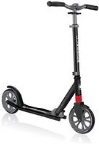 Globber NL 500-205 2-Big Wheel Quick Folding Kick Scooter - Reflective and Adjustable Height T-Bar - Comfort Handlebar Grips - for Kids 8+, Teens, and Adults - Black & Grey