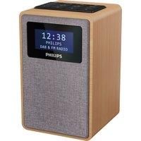 Philips R5005/10 Clock Radio, DAB+ Radio (2.5-Inch Full-Range Speaker, Compact Design, DAB+/FM Radio, Shiny Black Display, Dual Alarms) – 2020/2021 Model, Brown / Grey