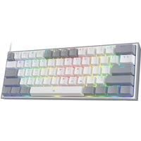 Redragon K617 60% Wired RGB Gaming Keyboard, 61 Keys Compact Mechanical Keyboard w/White & Grey Mixed-Colored Keycaps, Linear Red Switch, Pro Driver Support