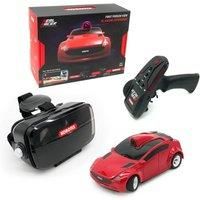 Kobotix Real Racer - Remote Control Car with Camera – HD First Person View Video Feed – FPV RC Car, On-Board Gyroscope, Included Controller and Headset, 1/28 Scale, App Controlled, Fast RC Car (Red)