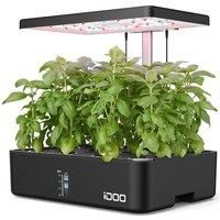 IDOO Home Hydroponics Herb Garden Growing Kit - Black, Black