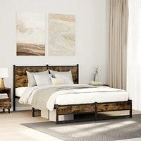 Metal Bed Frame without Mattress Smoked Oak 140x200 cm