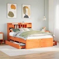 Bookcase Bed without Mattress Wax Brown 140x190 cm Solid Wood Pine