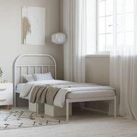 Metal Bed Frame with Headboard White 90x190 cm Single