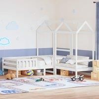 Bed and Bench Set with Roof without Mattress White 100x200 cm
