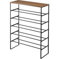 TOWER SHOE RACK WITH WOOD TOP BOARD 6 TIER BK