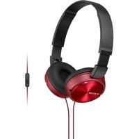 Sony MDR-ZX310AP Foldable Headphones with Smartphone Mic and Control - Metallic Red