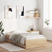 Bed Frame with Drawers without Mattress Sonoma Oak 75x190 cm Small Single
