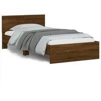 Bed Frame without Mattress with LED Lights Brown Oak 100x200 cm