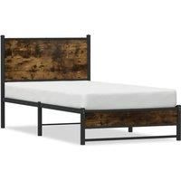 Metal Bed Frame without Mattress Smoked Oak 90x190 cm Single