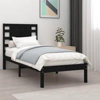 Bed Frame Black Solid Wood Pine 100x200 cm