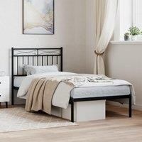 Metal Bed Frame with Headboard Black 90x200 cm