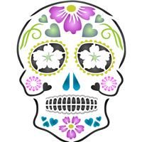 Day of The Dead Sugar Skull Stencil - (M) - Reusable 16.5 x 21.5cm