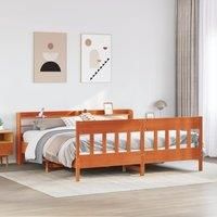 Bed Frame without Mattress Wax Brown 180x200 cm Super King Solid Wood Pine