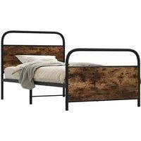 Bed Frame Without Mattress 90x200 cm Smoked Oak Engineered Wood